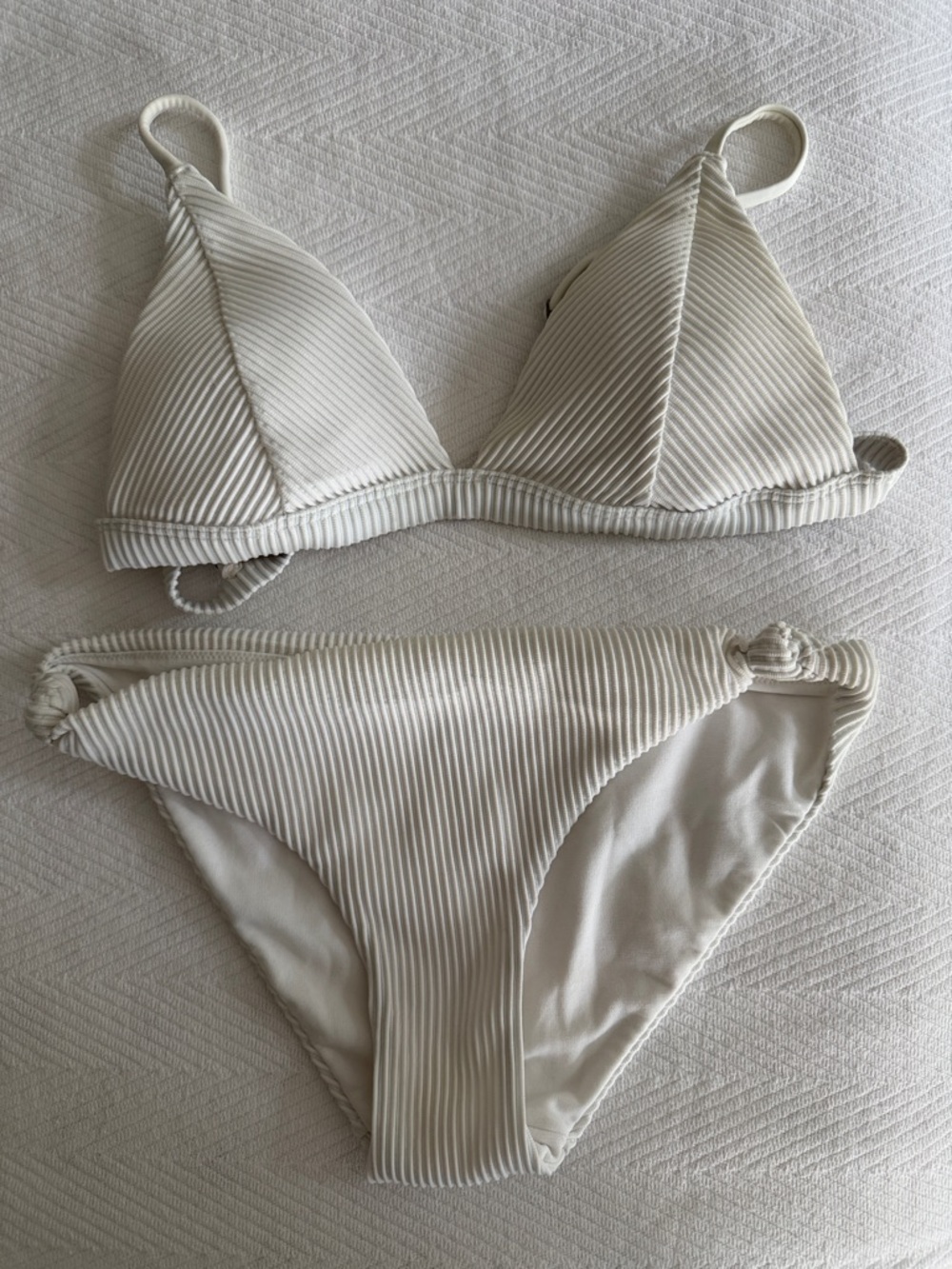 Hollister Ribbed Triangle Bikini Set - Cream